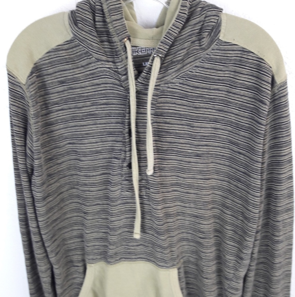 Dikotomy mens pullover hoodie gray/beige stripes L